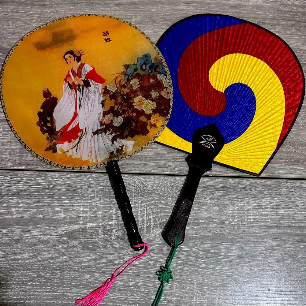 2 traditional korean silk fans